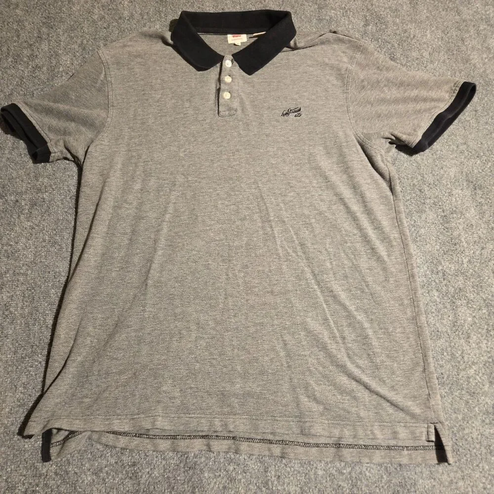 Levi's Polo Shirt Mens Extra Large Gray Short Sleeve Pullover Career Casual